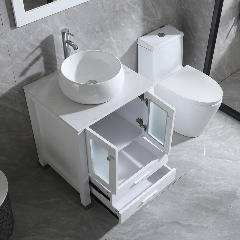 Ebern Designs Malti 24.4'' Single Bathroom Vanity with Stone Top with